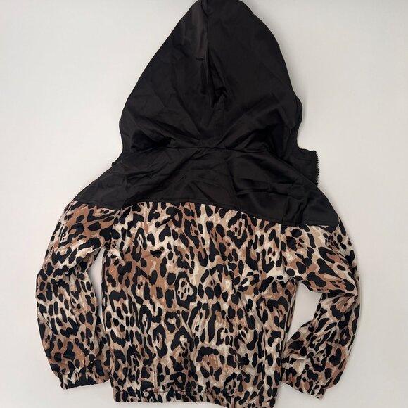 Girls Black Leopard Wind Breaker | Size 2X / Girls 7/8 - Picture 3 of 7